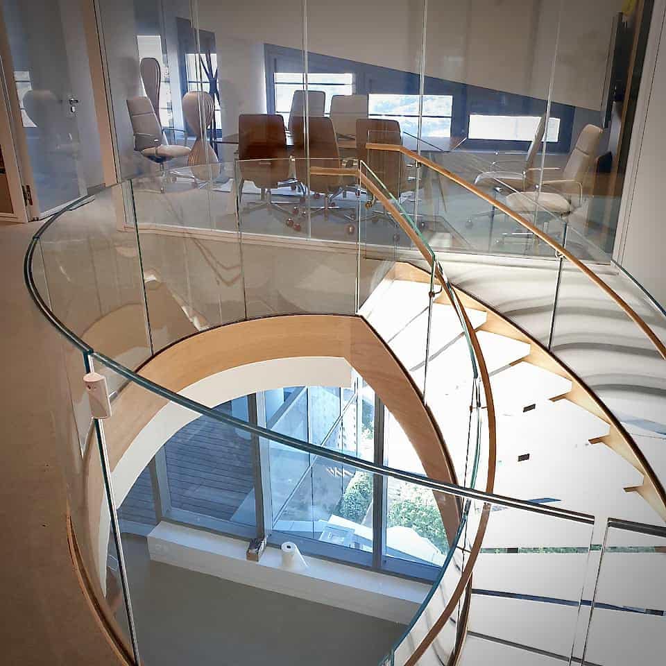 L’escalier hélicoïdal vu de l’étage